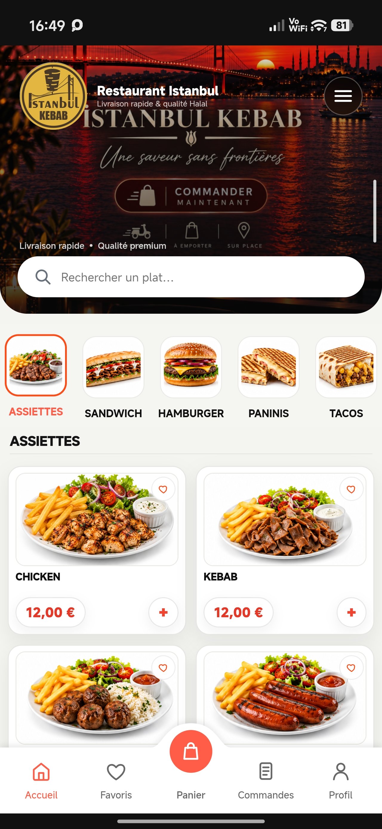 Interface mobile BeeEats
